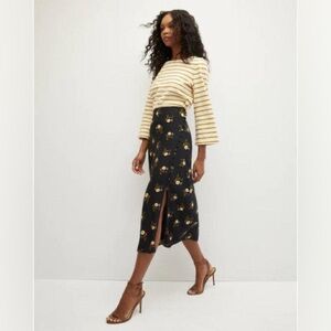 Veronica Beard Franconia Floral Side Slit Midi Skirt Size 8 Silk Blend Spring